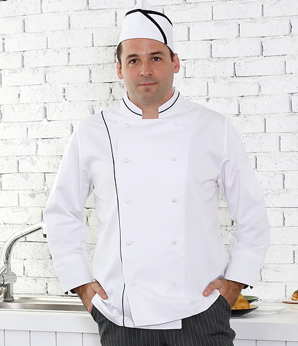 #zc1001 piping double chef coat