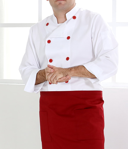 #zc1007 red button double chef coat