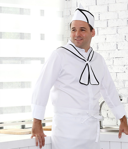 #zc1010 sailor collar tie chef coat