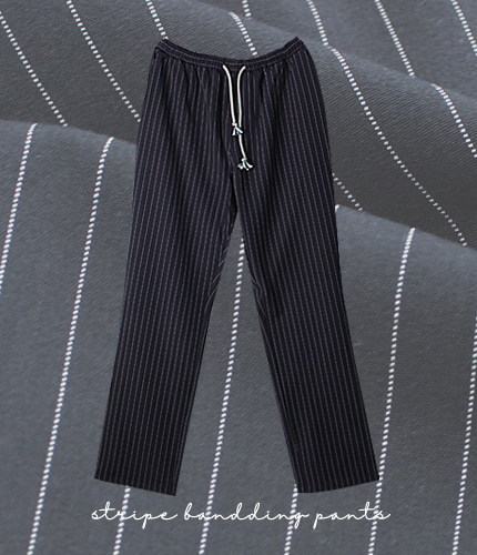 #zp1411 stripe bandding pants_navy